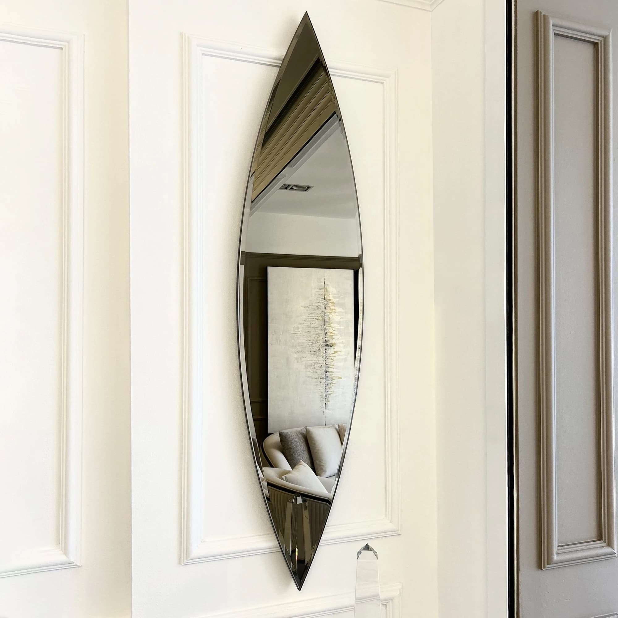 Walnut round mirror